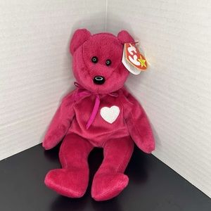 Ty Beanie Babies Original 1998 Valentina Bear with Errors PE Pellets ~RARE~